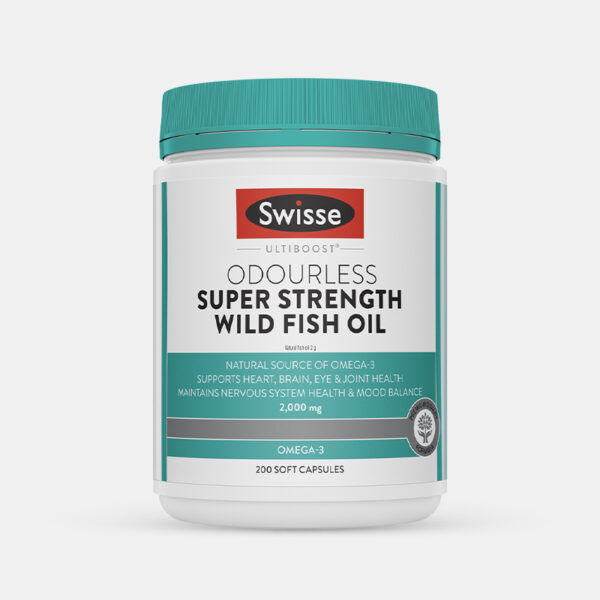 Swisse Ultiboost Odourless Super Strength Wild Fish Oil 2000mg 200 Capsules -  (Made in Australia)
